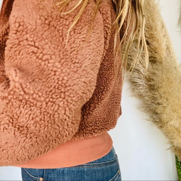 FABLETICS Rust Brown Toffee Summit Sherpa Jacket Zip Up Hoodie Sweatshirt XL Alo - Picture 6 of 9